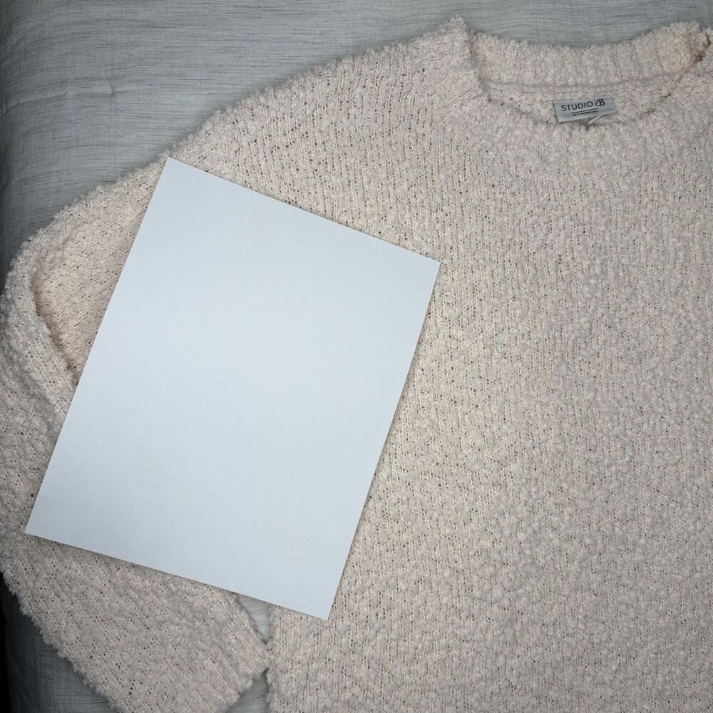 Studio B By Bobeau Pale Pink Textured Popcorn Sweater Women's Large - Picture 3 of 13